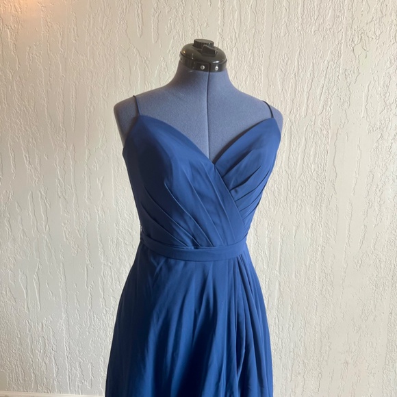 Kleinfeld Sweetheart Chiffon Long Navy Dress Sz - Picture 7 of 7